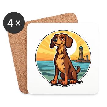 Deutscher Wachtelhund Race de chien Cartoon Kawaii Dog - Dessous de verre (lot de 4) - blanc - Devant