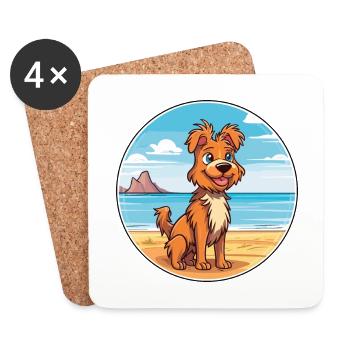 Drentse Patrijshond Race de chien Cartoon Kawaii Chien - Dessous de verre (lot de 4) - blanc - Devant