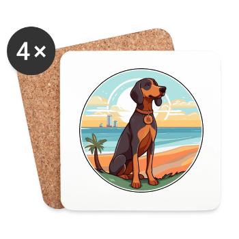 Chien de chasse allemand race Cartoon Kawaii Clipart chien - Dessous de verre (lot de 4) - blanc - Devant