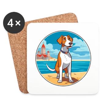 Grand Anglo Français Race De Chien Cartoon Kawaii Chien - Dessous de verre (lot de 4) - blanc - Devant