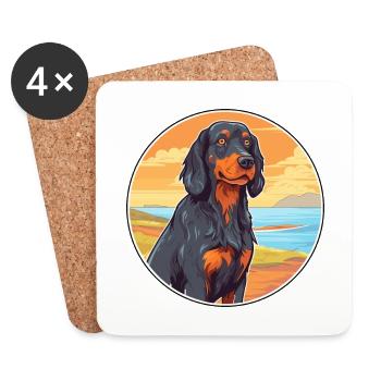 Gordon Setter chien race Cartoon Kawaii Clipart chien - Dessous de verre (lot de 4) - blanc - Devant