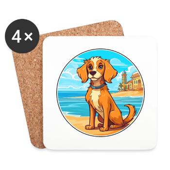 Havenese chien race dessin animé Kawaii Clipart chien animal de compagnie - Dessous de verre (lot de 4) - blanc - Devant