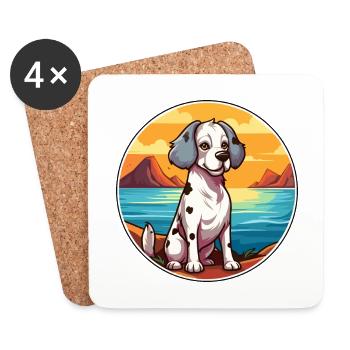 Karakachan chien race dessin animé Kawaii Clipart chien - Dessous de verre (lot de 4) - blanc - Devant