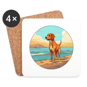 Harrier Hund Rasse Cartoon Kawaii Clipart Hund Haustier - Untersetzer (4er-Set) - Weiß - Vorne