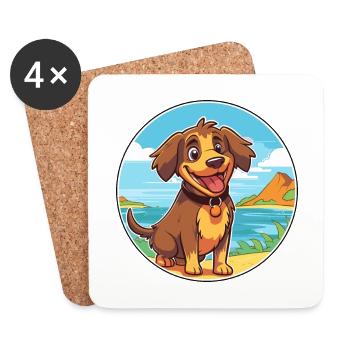 Kai Ken Hund Rasse Cartoon Kawaii Clipart Hund Haustier - Untersetzer (4er-Set) - Weiß - Vorne