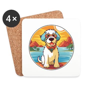 Kyi Leo Hund Rasse Cartoon Kawaii Clipart Hund Haustier - Untersetzer (4er-Set) - Weiß - Vorne