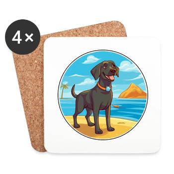 Labrador Retriever race de chien dessin animé Kawaii chien - Dessous de verre (lot de 4) - blanc - Devant