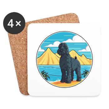 Kerry Blue Terrier Dog Breed Cartoon Kawaii Dog - Coasters (set of 4) - white - Front