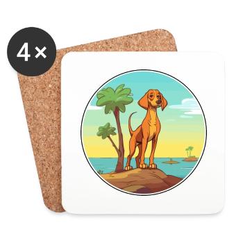 Majestic Tree Hound Dog race Cartoon Kawaii Dog - Dessous de verre (lot de 4) - blanc - Devant