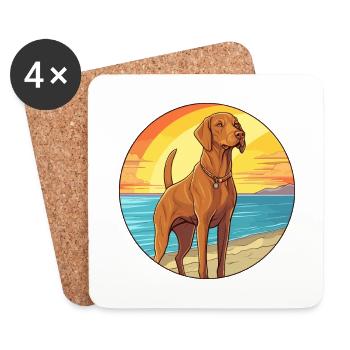 Hongrois Vizsla chien race Cartoon Kawaii Clipart - Dessous de verre (lot de 4) - blanc - Devant