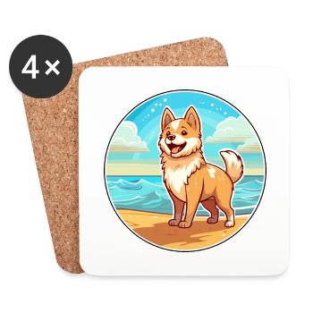 Kishu Ken Hund Rasse Cartoon Kawaii Clipart Hund Haustier - Untersetzer (4er-Set) - Weiß - Vorne