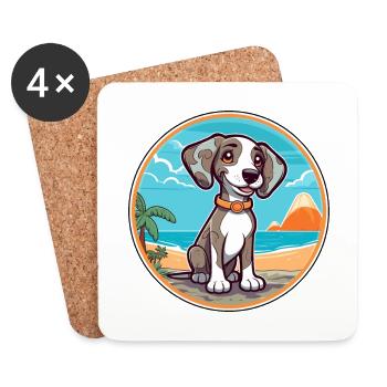 Koolie Hund Rasse Cartoon Kawaii Clipart Aquarell - Untersetzer (4er-Set) - Weiß - Vorne