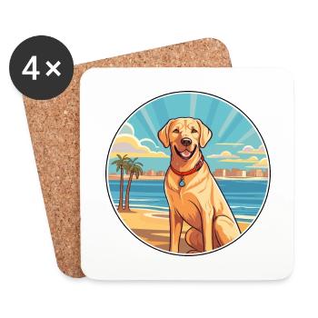 Labrador chien race dessin animé Kawaii Clipart chien animal de compagnie - Dessous de verre (lot de 4) - blanc - Devant