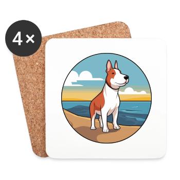 Miniatur Bullterrier Hunderasse Cartoon Kawaii - Untersetzer (4er-Set) - Weiß - Vorne