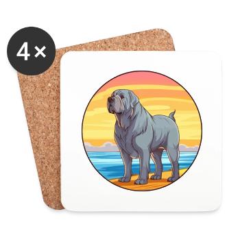Mastiff napolitain race chien dessin animé Kawaii chien - Dessous de verre (lot de 4) - blanc - Devant