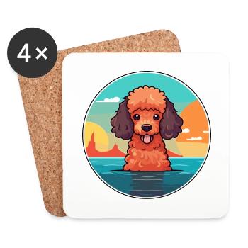 Miniatur Pudel Hund Rasse Cartoon Kawaii Clipart - Untersetzer (4er-Set) - Weiß - Vorne