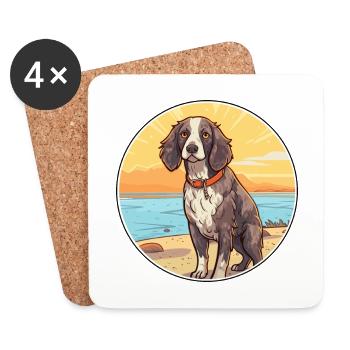 Munsterlander Hund Rasse Cartoon Kawaii Clipart Hund - Untersetzer (4er-Set) - Weiß - Vorne