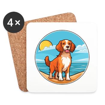 Nederlandse Kooikerhondje Hunderasse Cartoon Kawaii - Untersetzer (4er-Set) - Weiß - Vorne