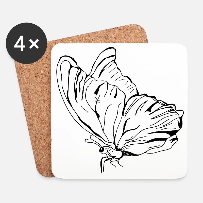 Schmetterling Vecter - Untersetzer (4er-Set) - Weiß