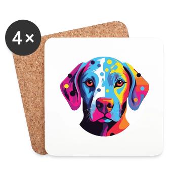 Dalmatien Chien Aquarelle Colorée Animal Cartoon - Dessous de verre (lot de 4) - blanc - Devant