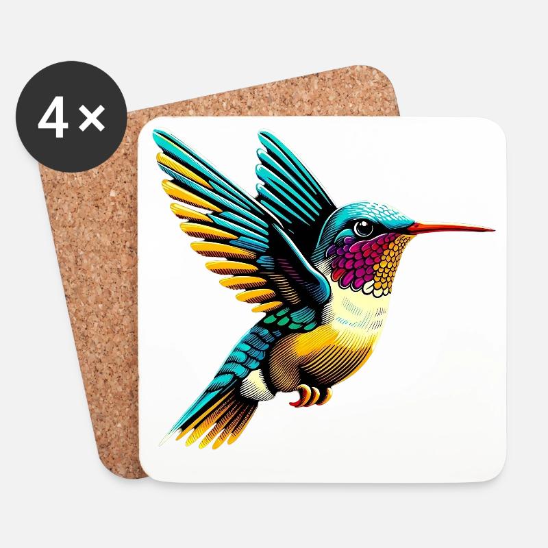 Kolibri - Untersetzer (4er-Set) - Weiß