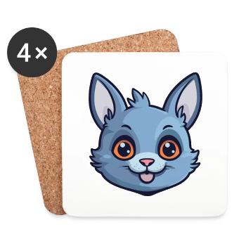 Russische blaue Katze Karikatur Aquarell Illustration - Untersetzer (4er-Set) - Weiß - Vorne
