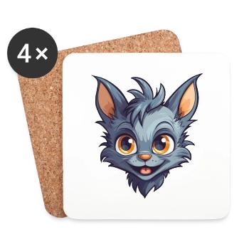 Lykoi Katze Bunte Karikatur Aquarell Illustration - Untersetzer (4er-Set) - Weiß - Vorne