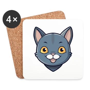 Korat Katze Bunte Karikatur Aquarell Illustration - Untersetzer (4er-Set) - Weiß - Vorne