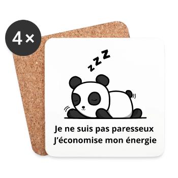 Panda Endormi Économise Son Énergie - Dessous de verre (lot de 4) - blanc - Devant