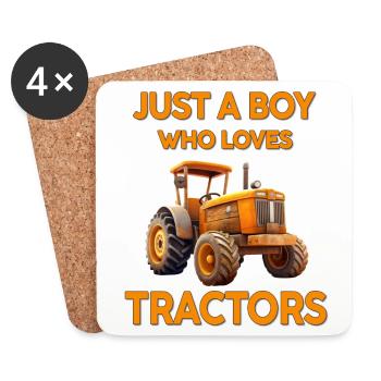 Just a Boy Who Loves Tractors - Coasters (set of 4) - white - Front