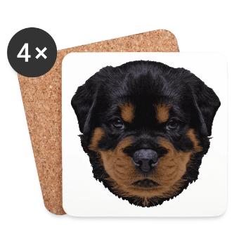 süße outfits, Rottweiler Welpe - Untersetzer (4er-Set) - Weiß - Vorne