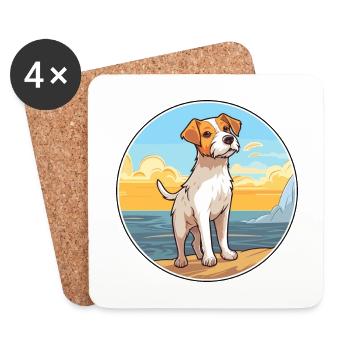 Parson Russell Terrier chien race Cartoon Kawaii - Dessous de verre (lot de 4) - blanc - Devant