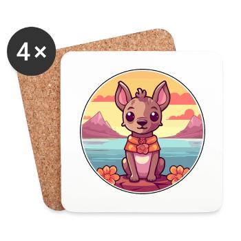 Chien d’orchidée inca péruvienne race dessin animé Kawaii chien - Dessous de verre (lot de 4) - blanc - Devant