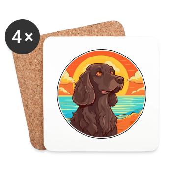 Picardie Spaniel Hund Rasse Cartoon Kawaii Clipart - Untersetzer (4er-Set) - Weiß - Vorne