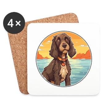 Pudelpointer Dog Breed Cartoon Kawaii Clipart Dog - Coasters (set of 4) - white - Front
