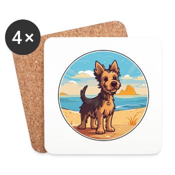 Ormskirk Terrier Hund Rasse Cartoon Kawaii Clipart - Untersetzer (4er-Set) - Weiß - Vorne