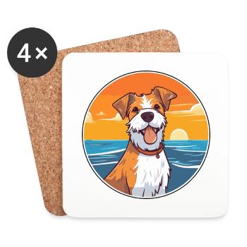 Plummer Terrier Hund Rasse Cartoon Kawaii Clipart - Untersetzer (4er-Set) - Weiß - Vorne