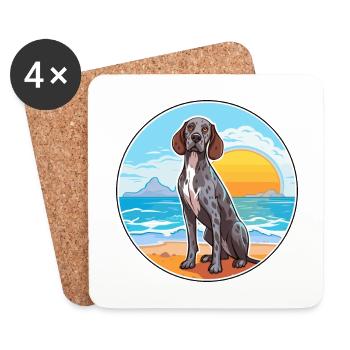 Portuguese Pointer Dog Breed Cartoon Kawaii Dog - Coasters (set of 4) - white - Front