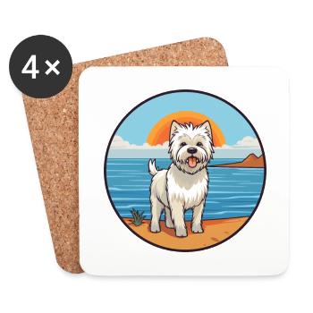 West Highland Terrier Hunderasse Cartoon Kawaii Hund - Untersetzer (4er-Set) - Weiß - Vorne
