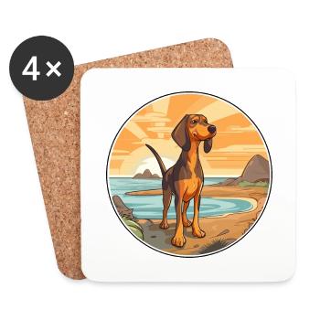 Vanjari Hound Dog Breed Cartoon Kawaii Clipart Dog - Coasters (set of 4) - white - Front