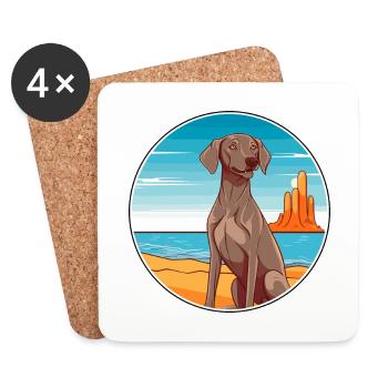 Weimaraner Hund Rasse Cartoon Kawaii Clipart Hund - Untersetzer (4er-Set) - Weiß - Vorne