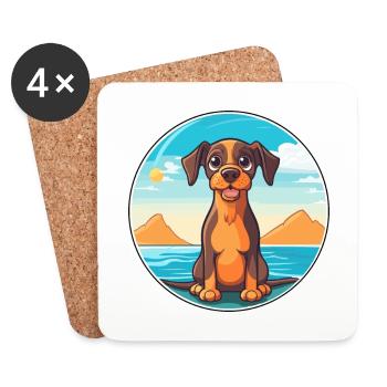 Ratonero Murciano Dog Breed Cartoon Kawaii Clipart - Coasters (set of 4) - white - Front