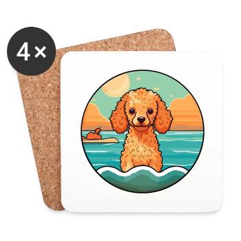 Toy Poodle Dog Breed Cartoon Kawaii Clipart Dog - Coasters (set of 4) - white - Front