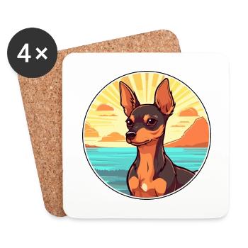 Russian Toy Terrier Dog Breed Cartoon Kawaii Dog - Coasters (set of 4) - white - Front