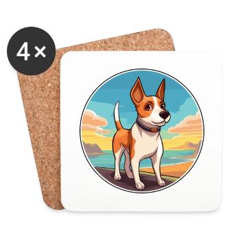 Teddy Roosevelt Terrier Dog Breed Cartoon Kawaii - Coasters (set of 4) - white - Front