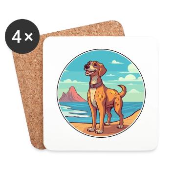 Telomian Hund Rasse Cartoon Kawaii Clipart Hund Haustier - Untersetzer (4er-Set) - Weiß - Vorne