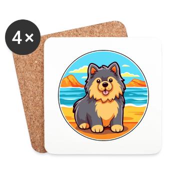 Chien de Laponie suédois race Cartoon Kawaii Clipart - Dessous de verre (lot de 4) - blanc - Devant