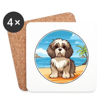 Shih Tzu Race De Chien Cartoon Kawaii Clipart Chien Pet - Dessous de verre (lot de 4) - blanc - Devant
