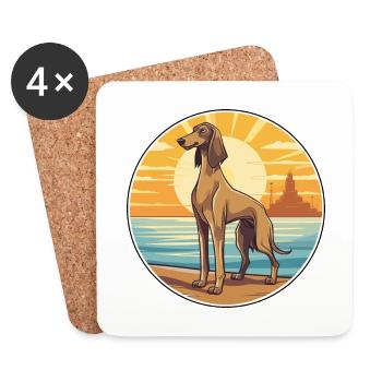 Saluki Hunderasse Cartoon Kawaii Clipart Aquarell - Untersetzer (4er-Set) - Weiß - Vorne
