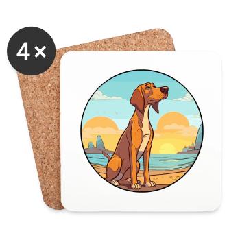 Smaland chien chien race dessin animé Kawaii Clipart chien - Dessous de verre (lot de 4) - blanc - Devant
